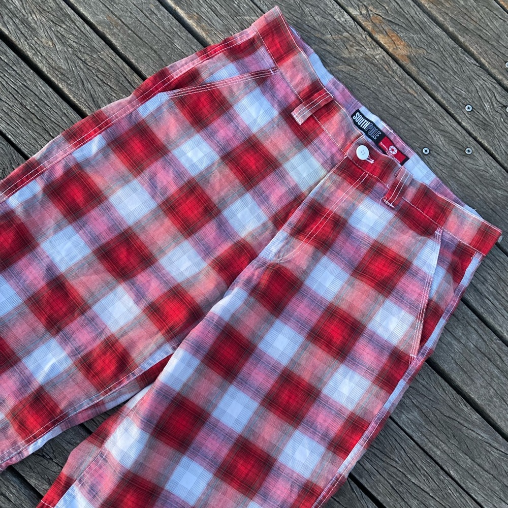 SouthPole Red Plaid Shorts Size 34
